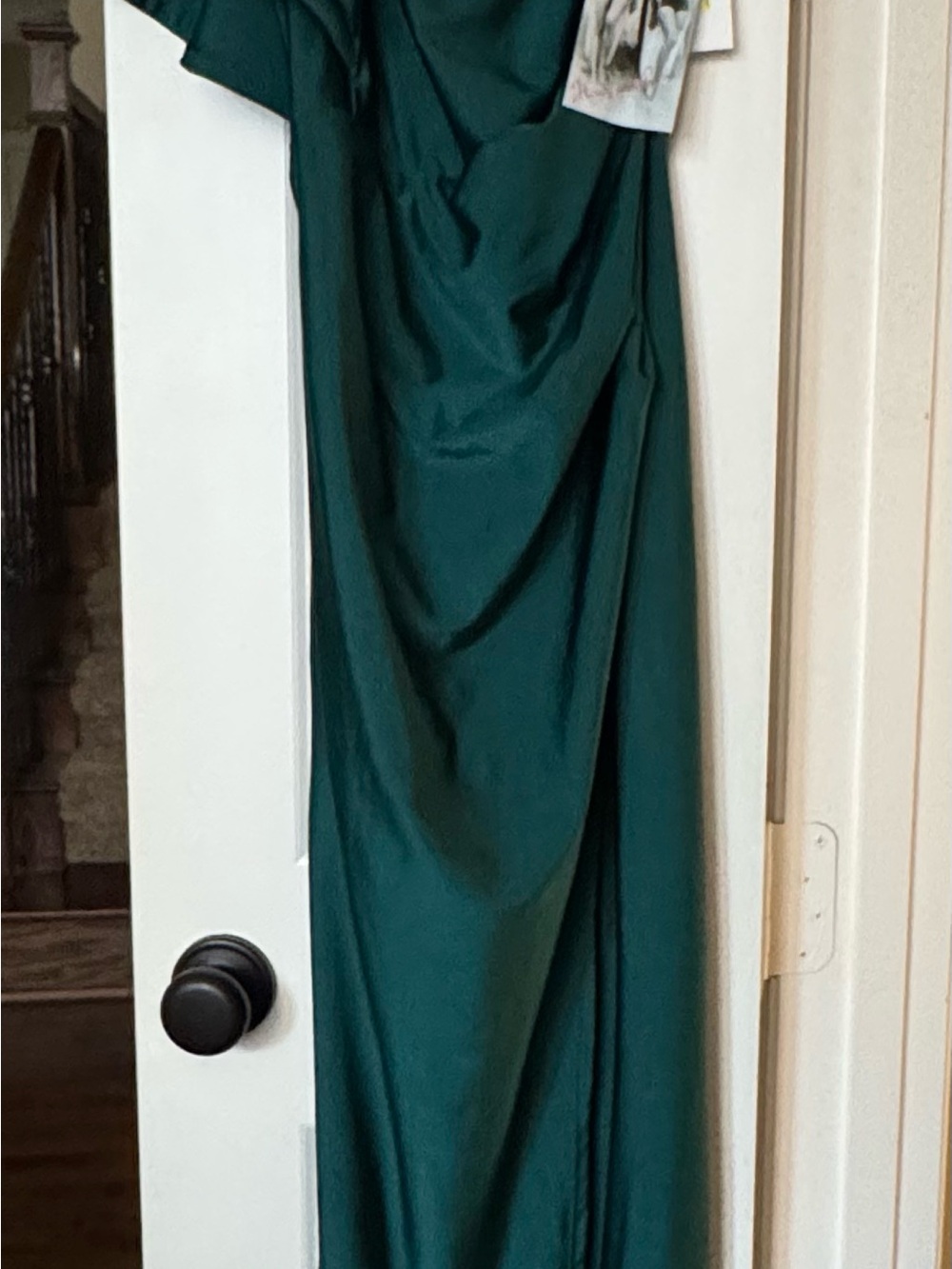 Honey and Rosie Teal Hunter Green Draped Maxi Dress